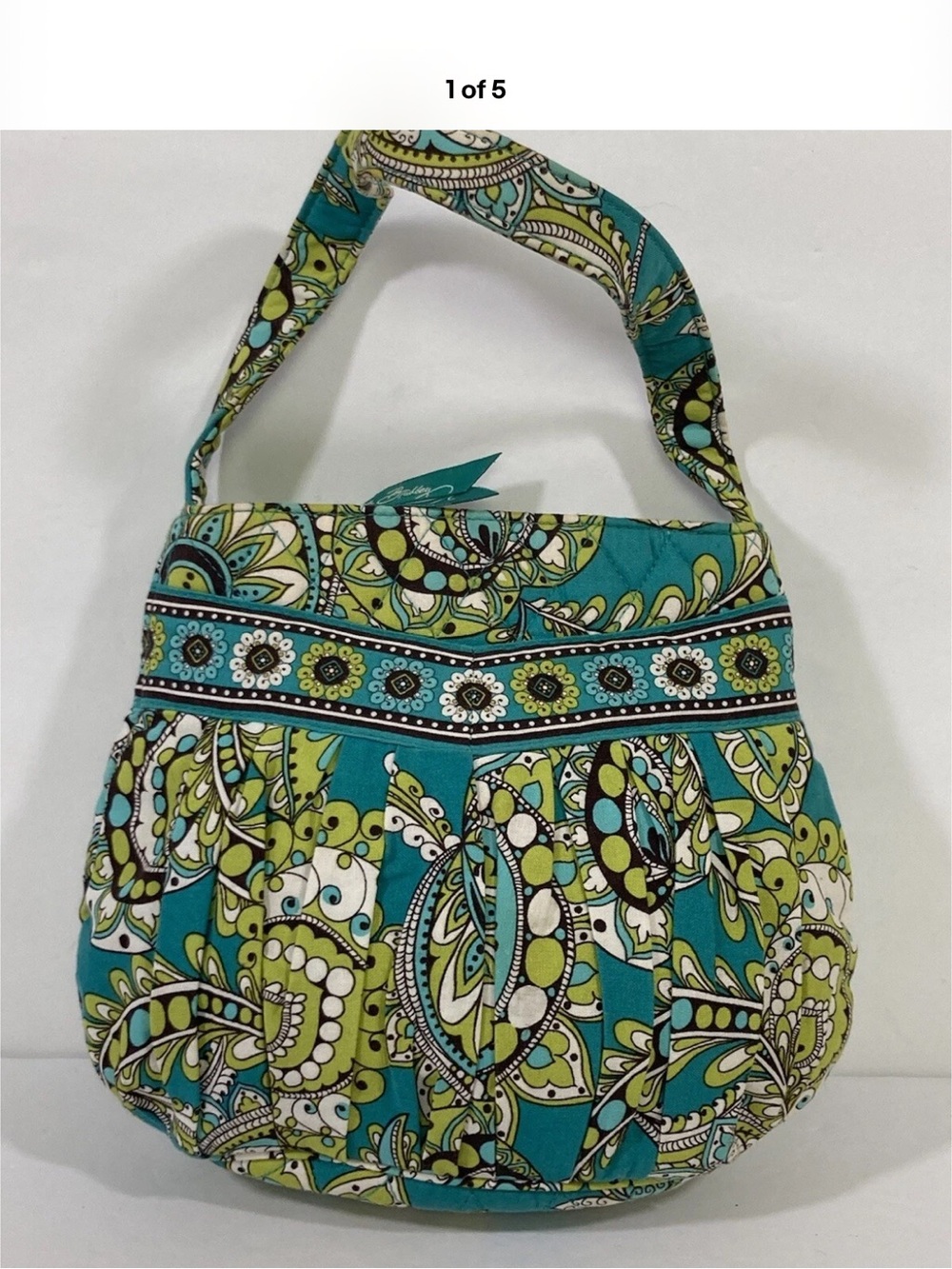 Vera Bradley Teal and Lime Paisley Quilted Shoulder Bag
